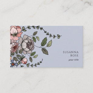 Cartão De Visita Elegante Boho Botânico Floral Profissional