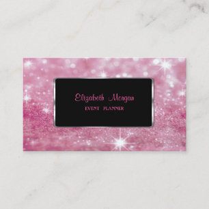 Cartão De Visita Elegante Bokeh Brilhante Moderno, Moldura Preta