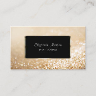 Cartão De Visita Elegante Bokeh Brilhante Moderno, Moldura Preta