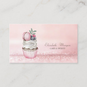 Cartão De Visita Elegante Bolo de Água Macaron Bokeh Moderno