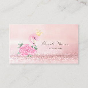 Cartão De Visita Elegante Bolo de Bokeh de Flamingo Rosa Moderno Do