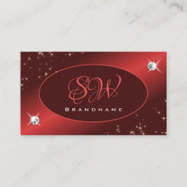 Cartão De Visita Elegante Borgonha Vermelha Brilhante Stars Joias I