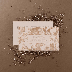 Cartão De Visita Elegante Botânico Rosa Rosa Rosa Rosa Dourada R