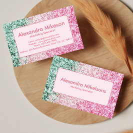 Cartão De Visita Elegante Branding Moderno com Brilho Rosa