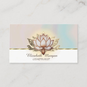 Cartão De Visita Elegante Brown Dourado Glitter Lotus