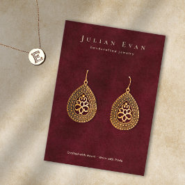 Cartão De Visita Elegante Burgundy Red Jewelry Earring