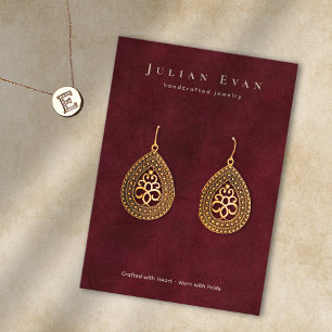 Cartão De Visita Elegante Burgundy Red Jewelry Earring