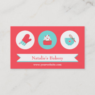 Cartão De Visita Elegante Cafè Padaria de Cupcakes Moderna Turquesa