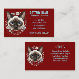 Cartão De Visita Elegante Cartório de Gatos Siameses Minimalista Pe