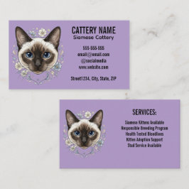 Cartão De Visita Elegante Cartório de Gatos Siameses Minimalista Pe