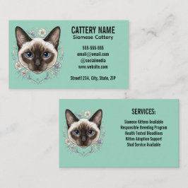 Cartão De Visita Elegante Cartório de Gatos Siameses Minimalista Pe