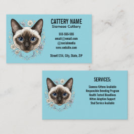 Cartão De Visita Elegante Cartório de Gatos Siameses Minimalista Pe
