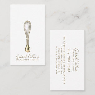 Cartão De Visita Elegante Cater de Padaria Bigode Dourado 