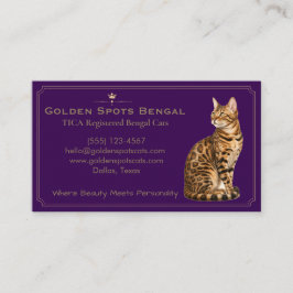 Cartão De Visita Elegante Cattery de Gatos Bengal Personalizável 