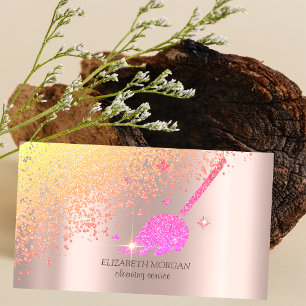 Cartão De Visita Elegante Chic Diamantes Broom Maid Clearing House