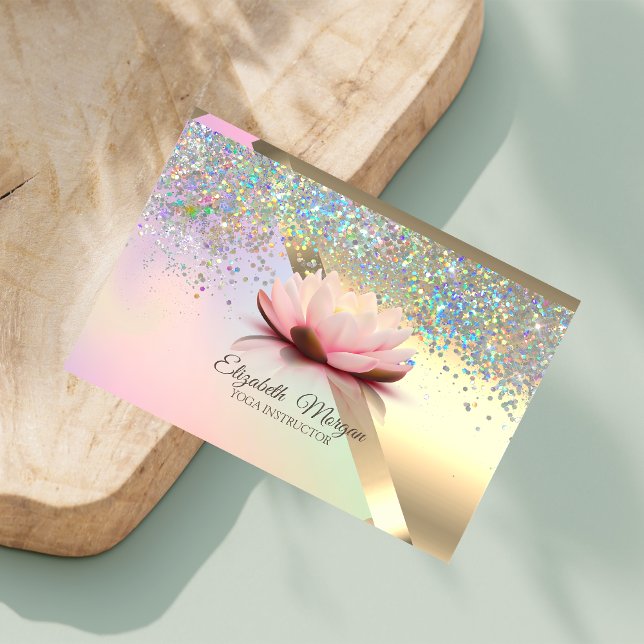 Cartão De Visita Elegante Chic Dourado Lotus Confetti (Criador carregado)