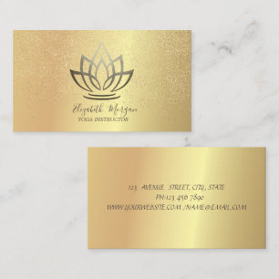 Cartão De Visita Elegante Chic Dourado Lotus Confetti Yoga Instruto