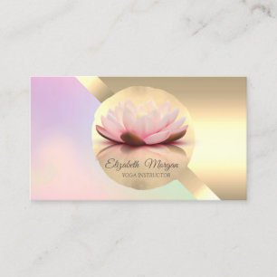 Cartão De Visita Elegante Chic Flor de Lótus Dourada Geométrica