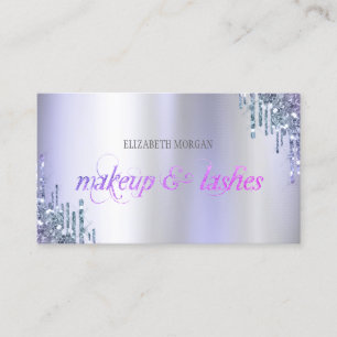Cartão De Visita Elegante Chic Glitter Roxo Gotas Profissional
