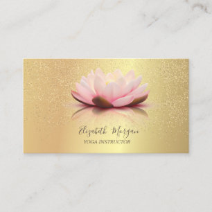 Cartão De Visita Elegante Chic Lotus Dourado Confetti Yoga Instruto