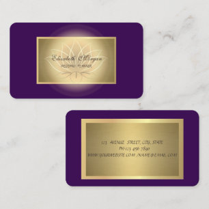 Cartão De Visita Elegante Chic Lotus Professional, Faux Dourado, Vi