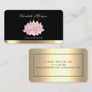 Cartão De Visita Elegante Chic Profissional Lótus, Preto