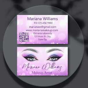 Cartão De Visita elegante chic rople eye makeup artista qr code