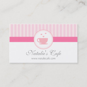 Cartão De Visita Elegante, Chic, Rosa Doce, Café ou Casa de Chá