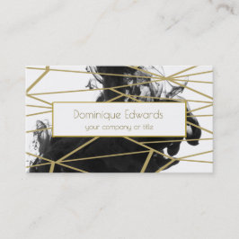 Cartão De Visita Elegante Chic Watercolor Black Dourado Professiona