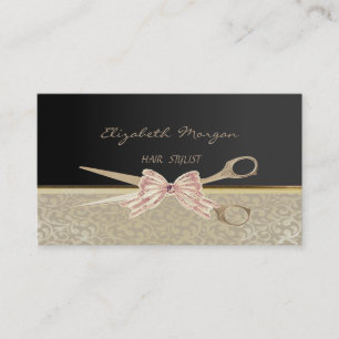 Cartão De Visita Elegante Chique com Estilo, Damasco, Preto, Tesour