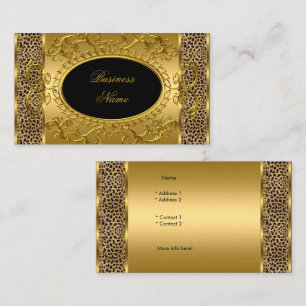 Cartão De Visita Elegante Chique Estampa Animal Leopardo Preto Dour