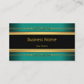 Cartão De Visita Elegante Chique Preto Amarelo Dourado Jade Verde