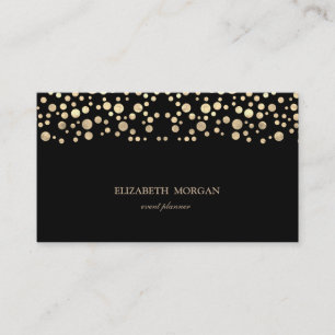 Cartão De Visita Elegante Chique Sofisticado,Confete Dourado,Preto