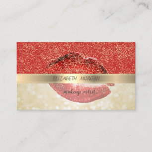Cartão De Visita Elegante Chique,Vermelho,Confete,Dourado,Lábios,Bo