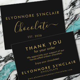 Cartão De Visita Elegante Chocolate Preto Ouro Obrigado Negócios