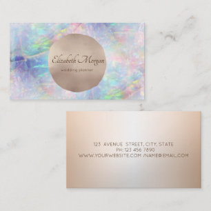 Cartão De Visita Elegante Círculo de Opala Dourado Rosa Chic Modern