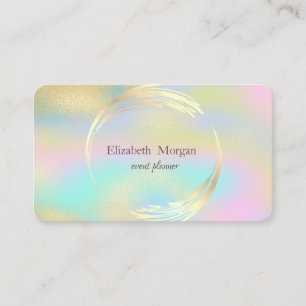 Cartão De Visita Elegante Círculo Dourado Moderno Holográfico Color