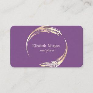 Cartão De Visita Elegante Círculo Moderno Violeta, Dourado