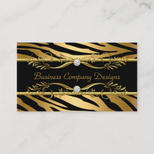 Cartão De Visita Elegante Classe Zebra Dourado Preto Aparência Repu