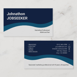 Cartão De Visita Elegante Classic Job Seeker Minimal Clean Blue