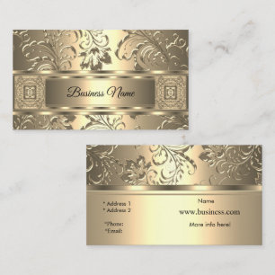 Cartão De Visita Elegante Clássica Sepia Cream Damask Floral