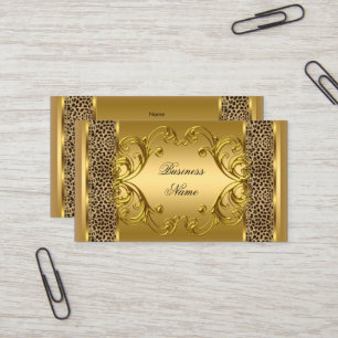 Cartão De Visita Elegante Clássico Impressão de animal Leopardo Pre