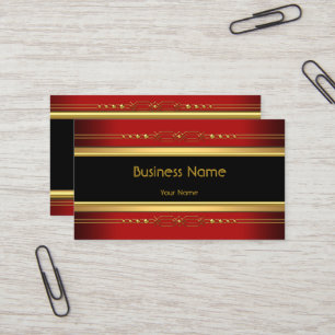Cartão De Visita Elegante Clássico Preto Amarelo Dourado Vermelho I