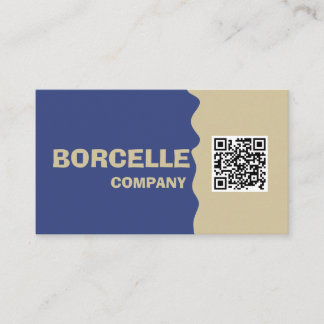 Cartão de Visita Elegante Código QR Azul