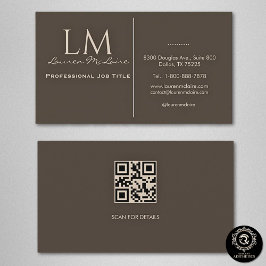 Cartão De Visita Elegante Código QR Castanho