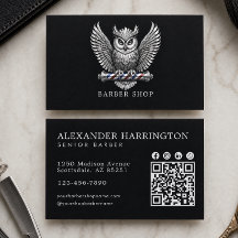 Elegante Código Qr da Barbearia Coruja de Prata Ha