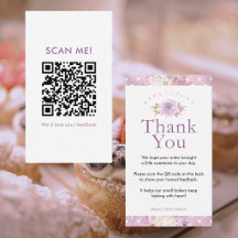 Elegante Código QR de Flor de Rosa Pó para Avaliaç