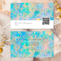 Elegante Código Qr Moderno Pedra Opala Dourada