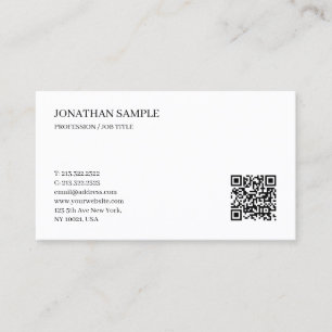 Cartão De Visita Elegante Código QR Personalizado Minimalista Moder