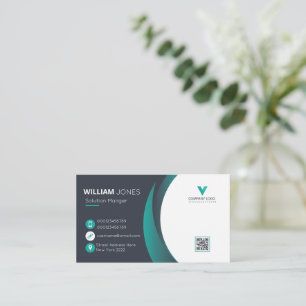 Cartão de Visita Elegante, Código QR Verde Branco